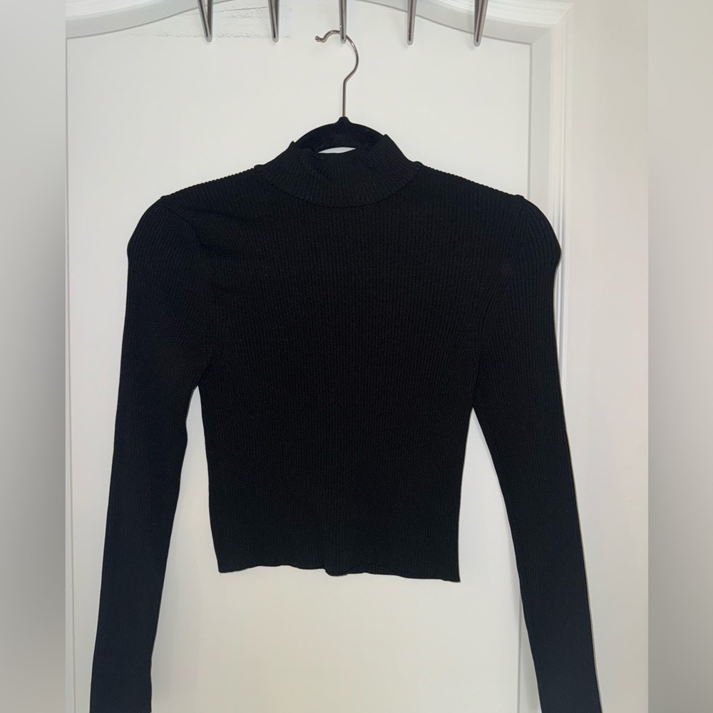 Zara Black Ribbed Long Sleeve Top